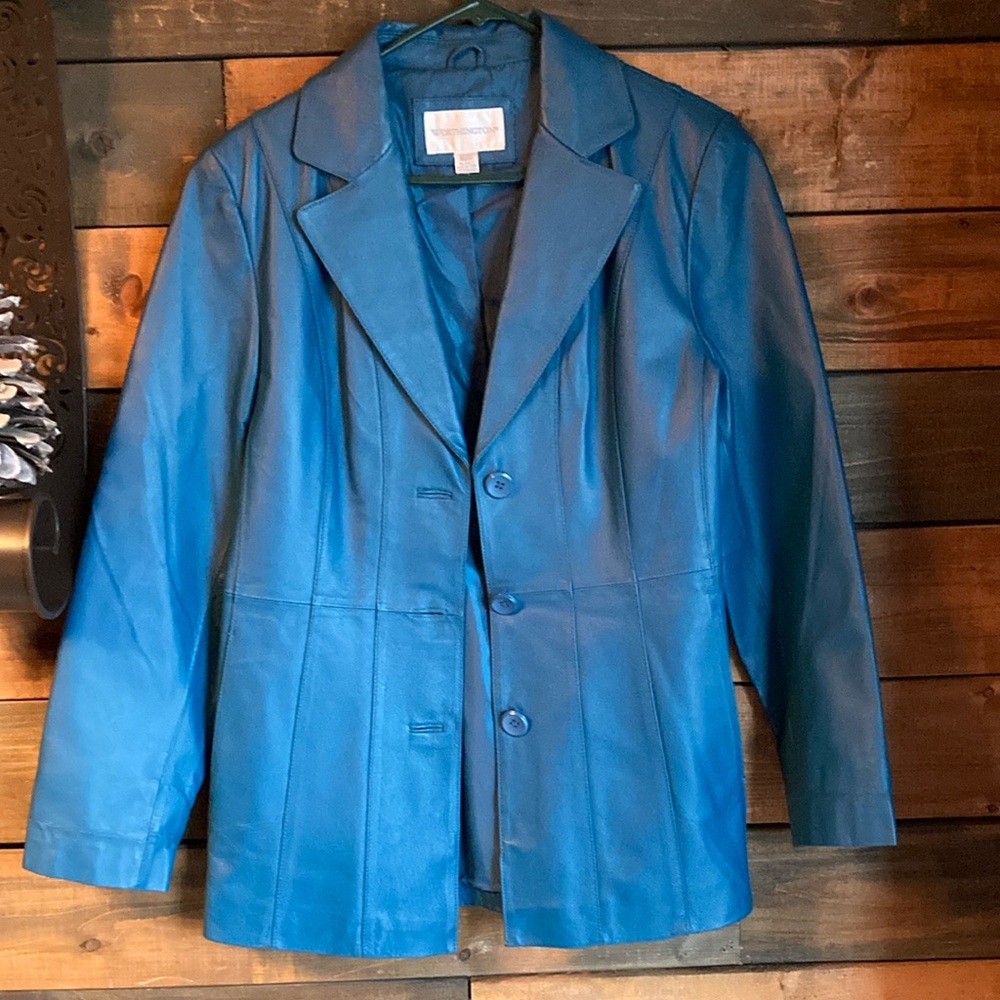 Blue Leather Women's Jacket